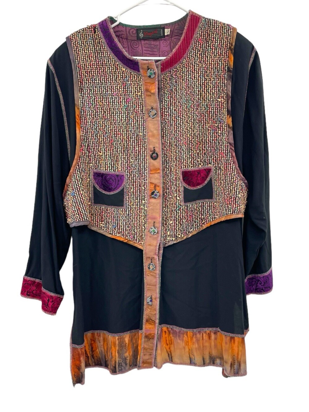 Vintage Mozart Art to Wear Women's Cardigan Top Size Large Chenile
